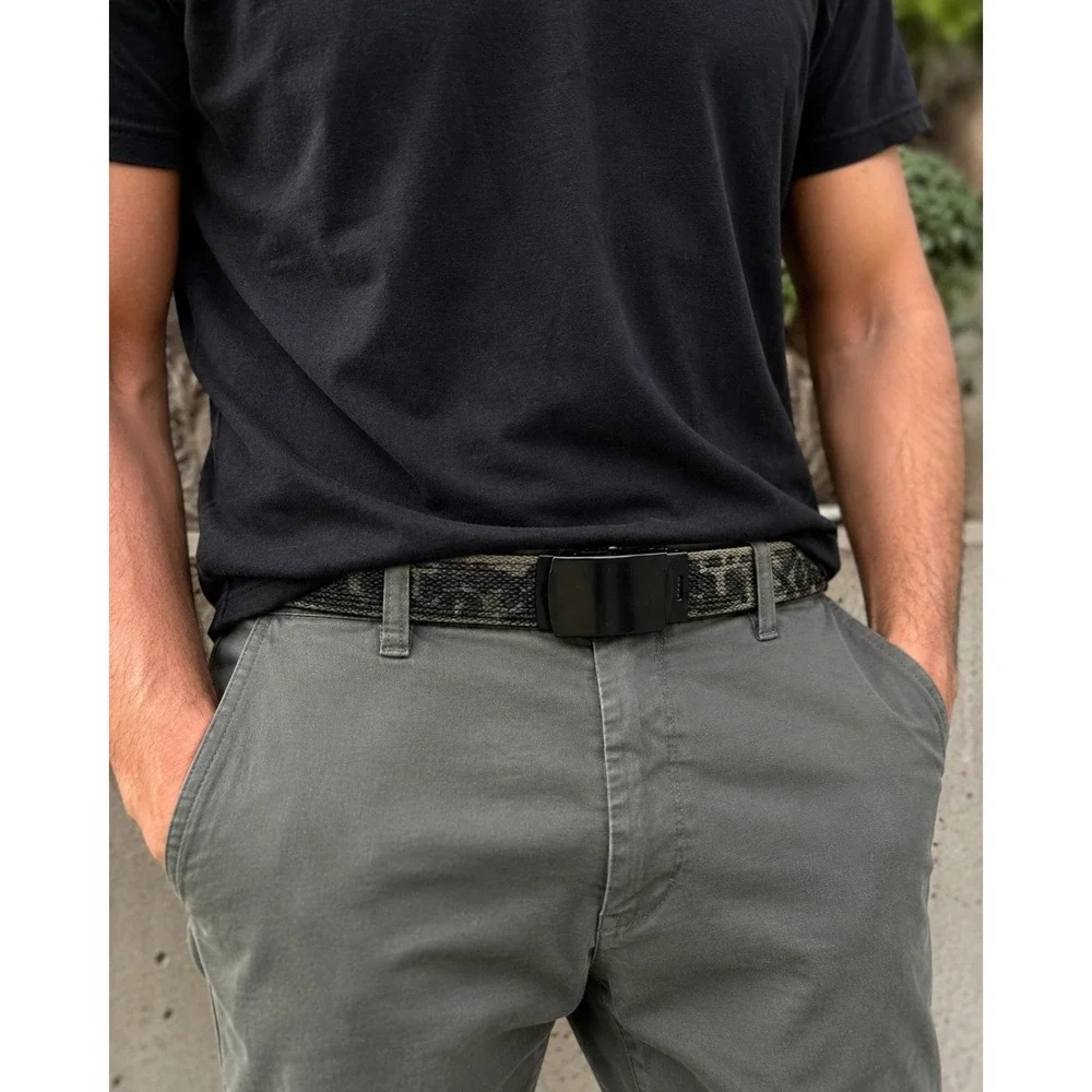 Tactical Canvas Adjustable Military Camo Web Belt Unisex Approx 35